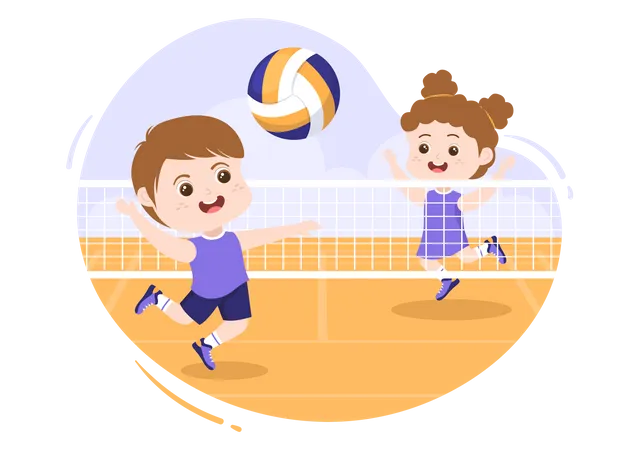 Kind spielt Volleyball  Illustration