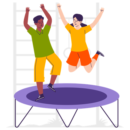 Kind springt auf Trampolin  Illustration