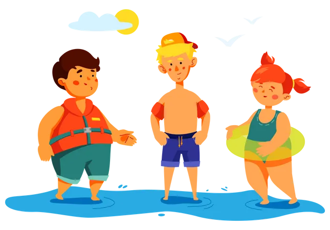 Kinder am Strand  Illustration