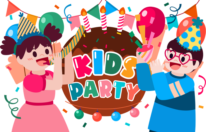 Kinder feiern Geburtstagsparty  Illustration