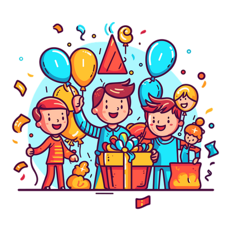 Kinder feiern Geburtstagsparty  Illustration