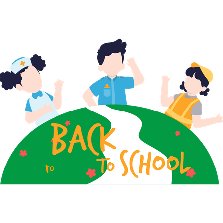 Kinder freuen sich, wieder zur Schule zu gehen  Illustration