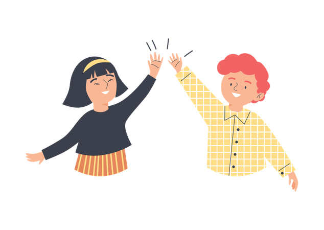 Kinder geben sich eine High Five-Geste der Freude  Illustration