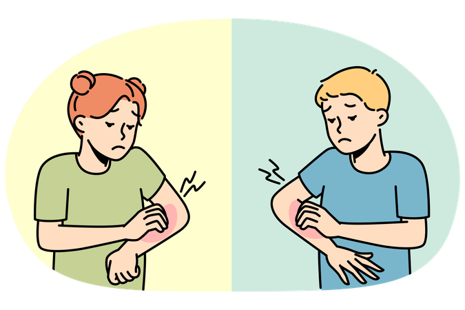 Kinder fühlen sich juckend leiden an Allergie  Illustration