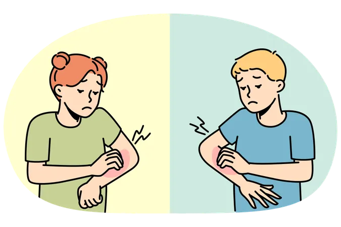 Kinder fühlen sich juckend leiden an Allergie  Illustration