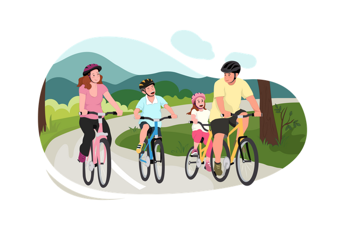 Kinder haben Spaß beim Fahrradfahren  Illustration