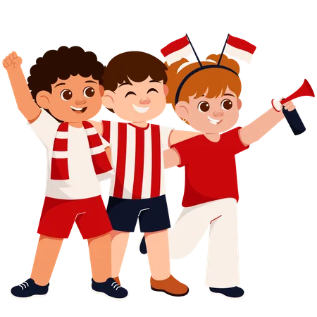 Indonesische Sportfans für Kinder  Illustration