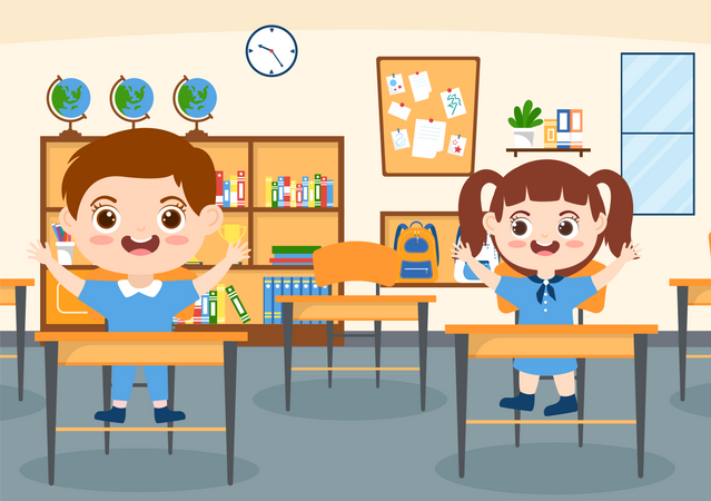 Kinder lernen im Klassenzimmer  Illustration