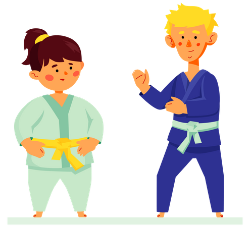 Kinder beim Karate  Illustration