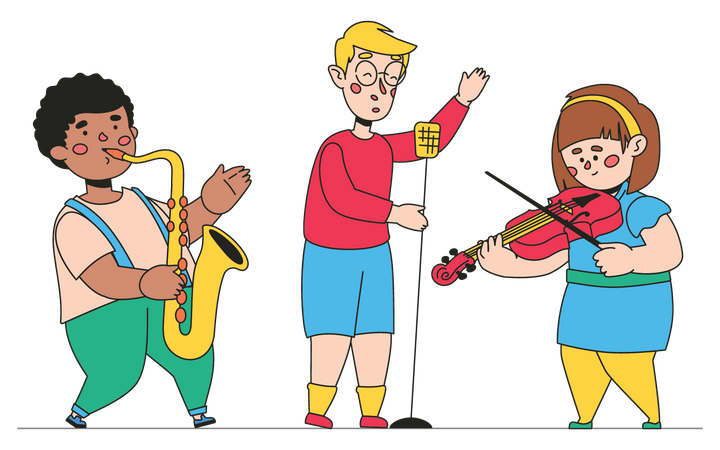 Kinder, die Musik machen  Illustration