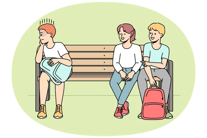 Kinder schikanieren Jungen im Freien  Illustration