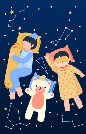 Kinder schlafen träumen  Illustration