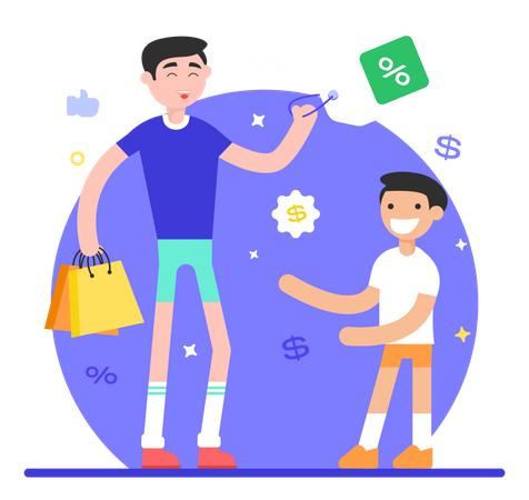Kinder-Shopping  Illustration