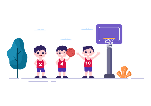 Kinder spielen Basketball  Illustration