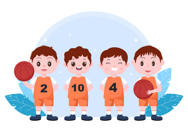 Kinder spielen Basketball  Illustration