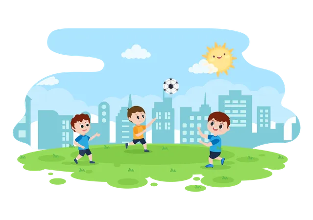 Kinder spielen Fußball  Illustration