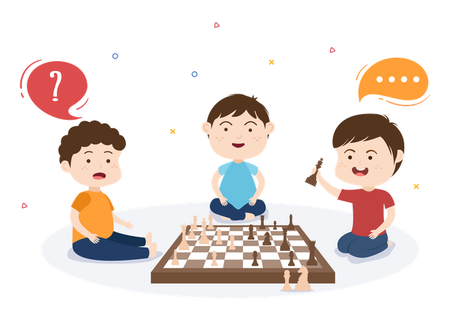 Kinder spielen Schach  Illustration