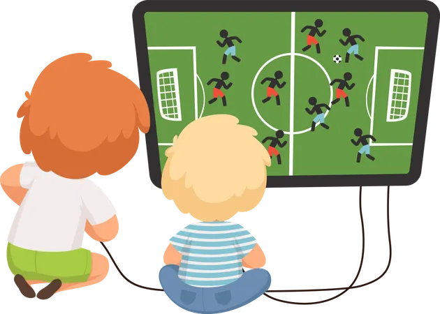 Kinder spielen Videospiele  Illustration