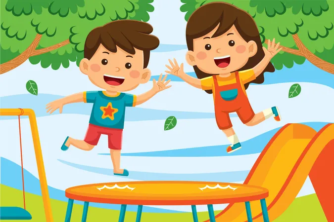 Kinder springen  Illustration