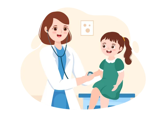 Kinderarzt und Baby  Illustration