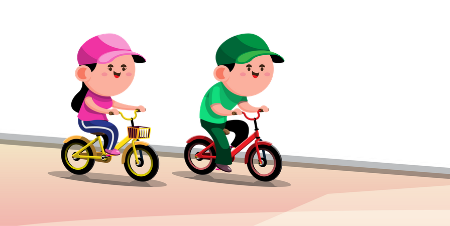 Kinder fahren Fahrrad  Illustration