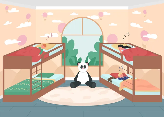 Kindergarten bed time  Illustration