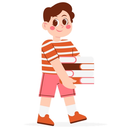Kindergarten Boy Carrying Books  Illustration