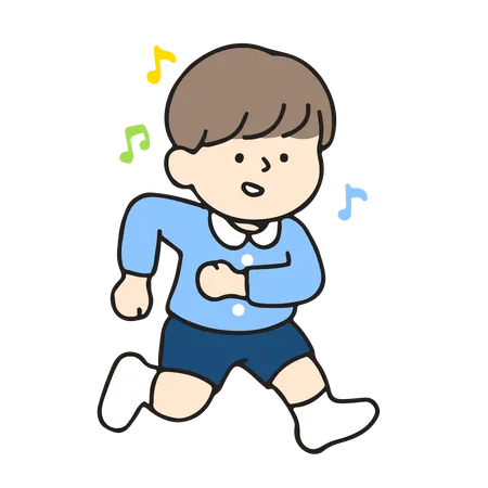 Kindergarten boy dancing  일러스트레이션