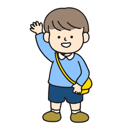 Kindergarten boy is greeting  Illustration