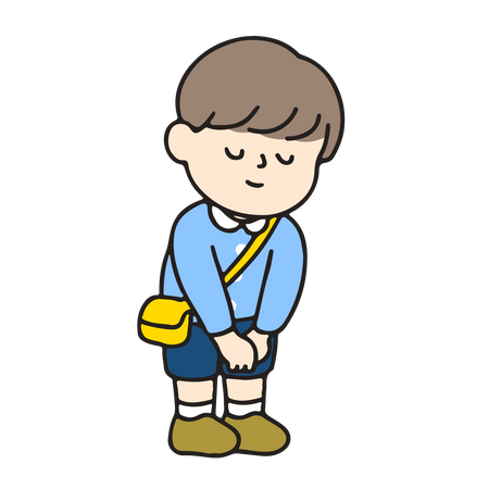 Kindergarten boy is making a thank you gesture  Illustration