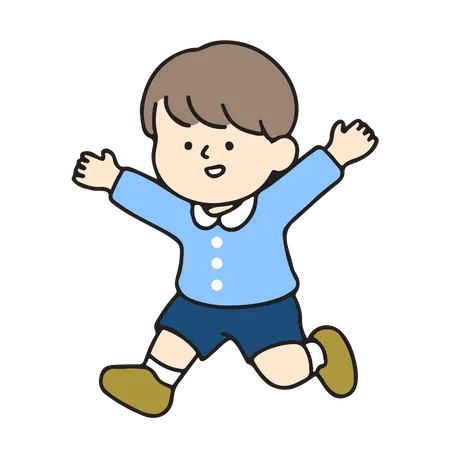 Kindergarten boy running  Illustration
