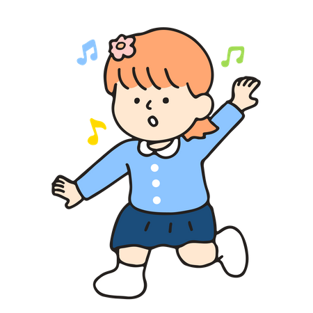 Kindergarten girl dancing  Illustration