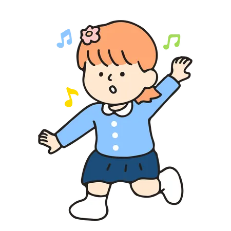 Kindergarten girl dancing  Illustration
