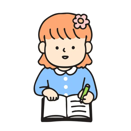 Kindergarten girl is studying Illustration