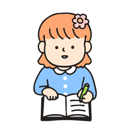 Kindergarten girl is studying  Illustration