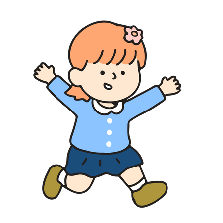 Kindergarten girl running  Illustration