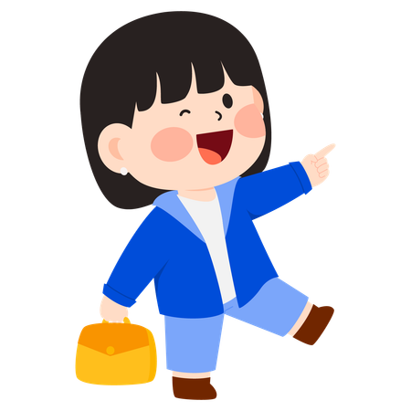 Kindergarten Girl with bag  Illustration