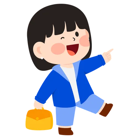 Kindergarten Girl with bag  Illustration