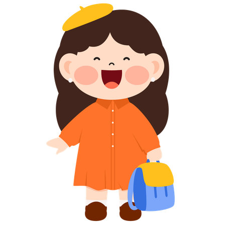 Kindergarten Girl with bag  Illustration