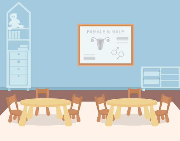 Kindergarten-Klassenzimmer für den Biologieunterricht  Illustration
