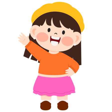 Kindergartenmädchen winkt mit der Hand  Illustration