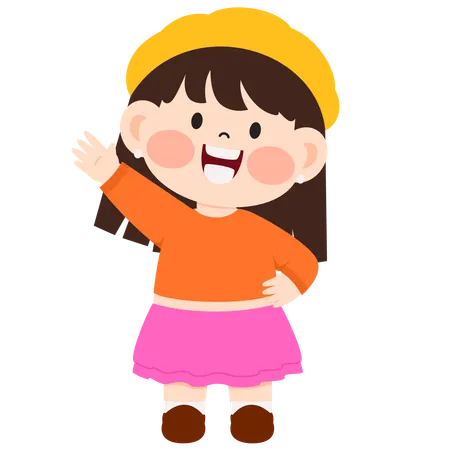 Kindergartenmädchen winkt mit der Hand  Illustration