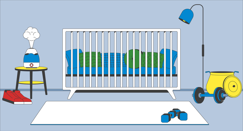 Kindergarten mit Fitnessgeräten  Illustration