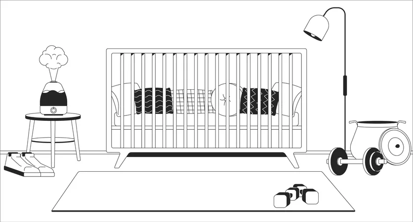 Kindergarten mit Fitnessgeräten  Illustration