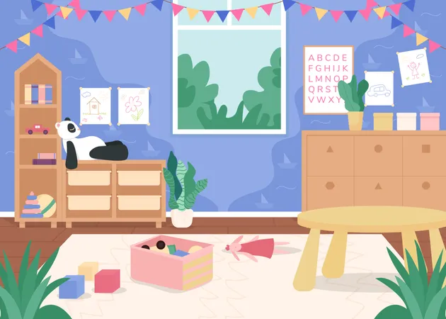 Kindergarten playroom for children  Illustration