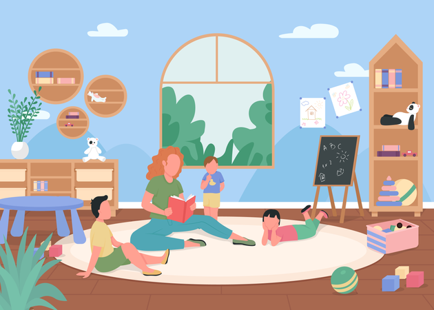Kindergarten-Spielzimmer  Illustration