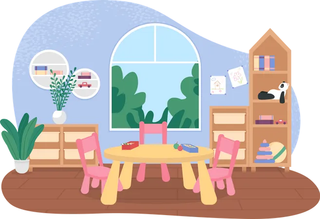 Kindergarten tables for mealtime  Illustration