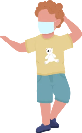 Kindergartener wearing mask Illustration