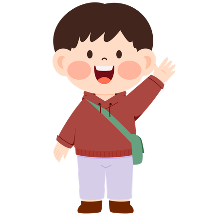 Kindergartenjunge winkt mit der Hand  Illustration