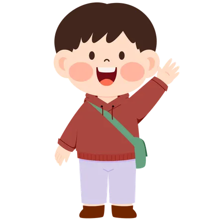 Kindergartenjunge winkt mit der Hand  Illustration